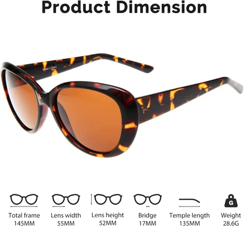 Vista 3 de JOORTI Gafas de sol polarizadas para mujer con marco de plástico con protección UV gafas de sombra elegantes