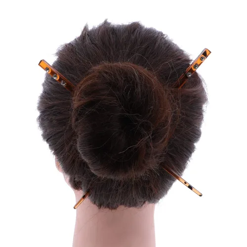 Vista 6 de Juego de 6 palillos para el cabello con 3 palillos de diamantes, 1 negro y 2 tortugas