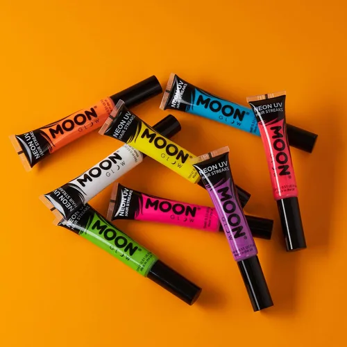 Vista 5 de Moon Glow - Máscara de cabello de neón Blacklight con rayas de 0.51 onzas – Brilla intensamente bajo luces negras/iluminación UV, Rosa intenso