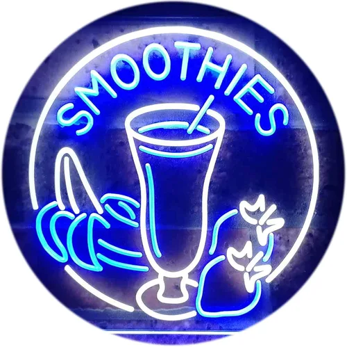 Vista 18 de ADVPRO Smoothies Fruit Drink Shop Señal de neón LED de doble color azul y rojo 24 "x 16" st6s64-i3343-br