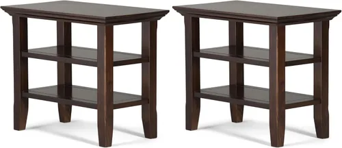 Vista 25 de SIMPLIHOME Acadian Mesa auxiliar estrecha – Mesa auxiliar rectangular de madera maciza de 14 pulgadas de ancho con 2 estantes abiertos en negro