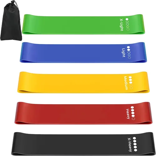 Vista 10 de Bandas de resistencia para entrenamiento, bandas de ejercicio de látex, bandas elásticas para ejercicio con guía de entrenamiento y bolsa