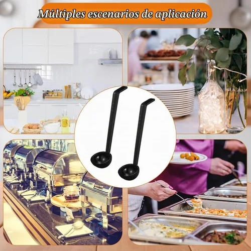 Vista 7 de Tioncy 10 cucharones pequeños de 1 onza de 7.1 pulgadas para servir salsa, sopa, aderezo, ponche, salsa, cóctel, jugos de frutas, cuchara