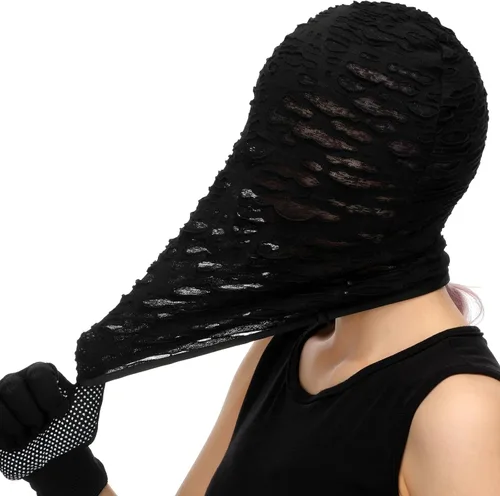 Vista 5 de Máscara de cara completa de Halloween, fiesta de máscaras, capucha elástica, de malla, unisex, máscara de cosplay con estilo punk
