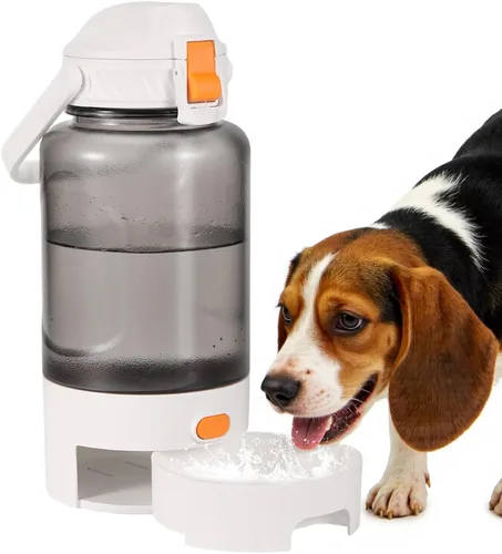 Vista 8 de Botella de agua para perros al aire libre, 50 onzas, a prueba de fugas, dispensador de agua portátil para mascotas con asa para viajes, senderismo