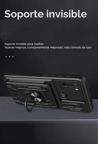 Vista 3 de CCSmall - Funda para Motorola Moto G60 con tarjetero para cámara LJK color negro