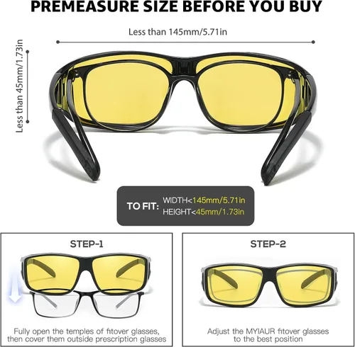 Vista 6 de Myiaur Lentes de visión nocturna para mujeres y hombres, lentes polarizados para conducción nocturna con lente amarilla antirreflejos, protección UV
