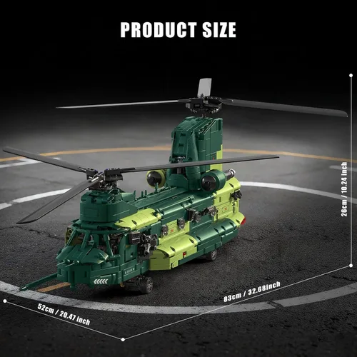Vista 3 de Conjunto de bloques de construcción de helicóptero de transporte Estilo 1