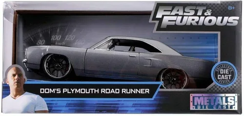Vista 6 de Jada Fast & Furious 1:24 Dom's 1970 Plymouth Roadrunner - Coche fundido a presión, juguetes para niños y adultos