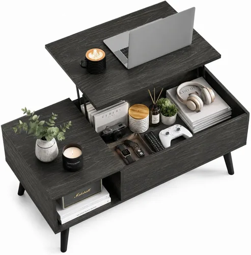 Vista 20 de WLIVE Mesa de Centro para Sala de Estar, Mesa de Centro con Tapa Elevable y Almacenamiento, Mesa Central de Comedor de Madera Pequeña Elevable