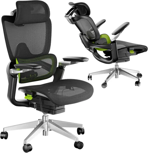 Vista 11 de Silla de oficina ergonómica, silla de escritorio grande y alta para el hogar con soporte lumbar 3D ajustable, reposabrazos 5D, reposabrazos 4D Negro