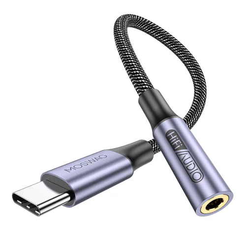 Vista 13 de MOSWAG Adaptador de audio USB tipo C a conector de auriculares hembra de 0.138 in, sonido de alta fidelidad For