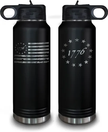 Vista 12 de Declaration of Independence - Botella de agua aislada de acero inoxidable de doble pared de 32 onzas, grabado de dos caras, grabado en Estados