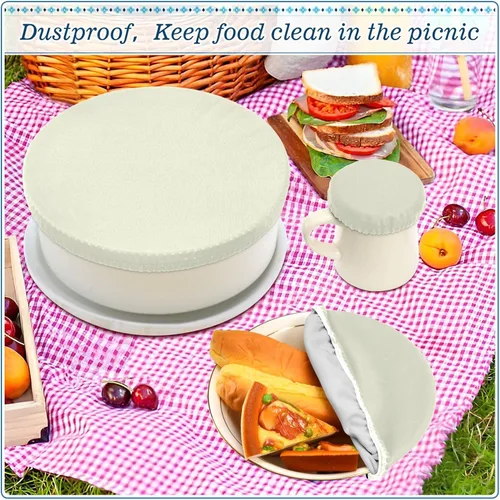 Vista 8 de 5 fundas elásticas reutilizables para cuencos de almacenamiento de alimentos, tapas de tela elástica con 5 tamaños diferentes, resistentes al calor