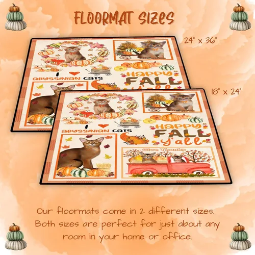 Vista 6 de Doggie of the Day Abyssinian Cats Floor Mat - Happy Fall Y'all Pumpkin - Best Dog Doormat - Protector Decor - Unique Portrait Art - Premium Quality