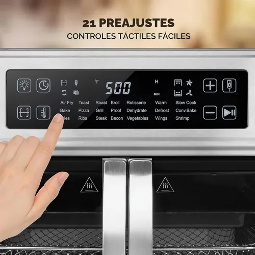 Vista 3 de Kalorik Horno freidora de aire MAXX Advance Series de 26 cuartos de galón con controles digitales, puerta de fácil visualización y 21 ajustes