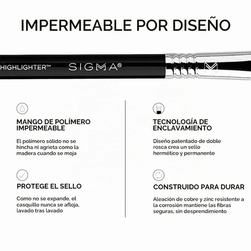 Vista 5 de Sigma Beauty F03 High Cheekbone Highlighter™, cepillo de mezcla biselado