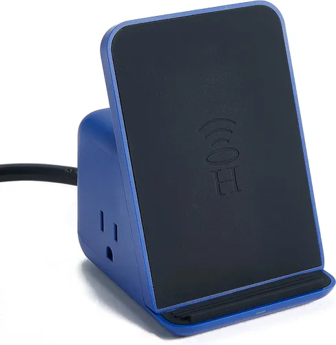 Vista 5 de Halo Almohadilla de carga inalámbrica con 3 puertos USB y 2 salidas de CA, conveniente estación de carga para hasta cinco dispositivos, carbón