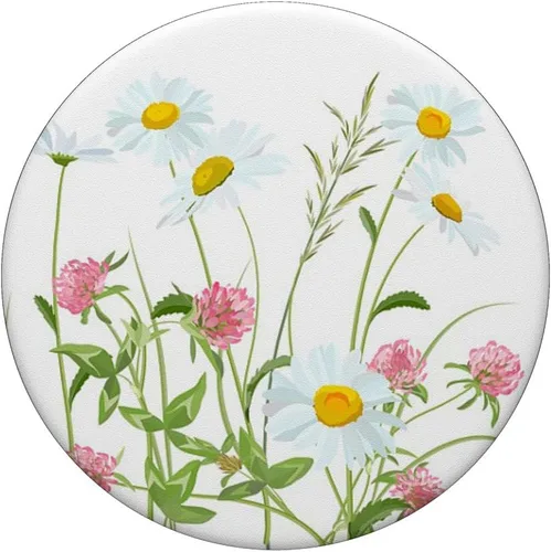 Vista 3 de Soporte para teléfono celular con diseño de margaritas blancas, con rosas y flores, para teléfonos y tabletas