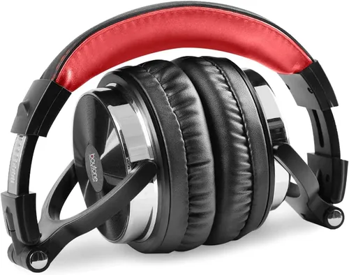 Vista 3 de Boytone BT-10RD - Auriculares con cable sobre la oreja, monitor de estudio y mezcla de auriculares estéreo para DJ con controladores de 1.969 in