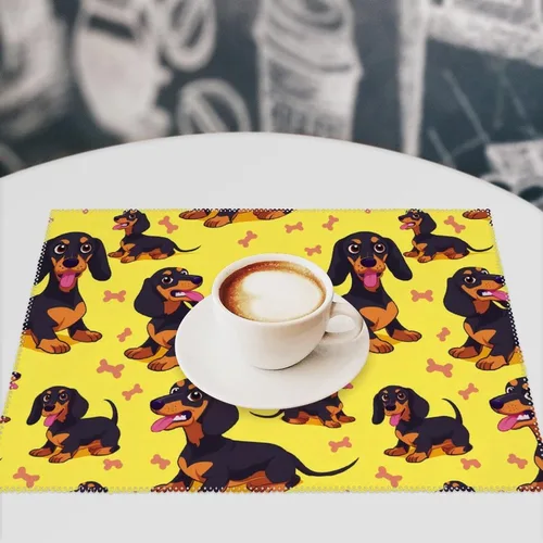 Vista 7 de Dachshunds Dog Placemats Set of 6 Resistant Table Mats Washable Place Mats for Dinner Party Table Decoration