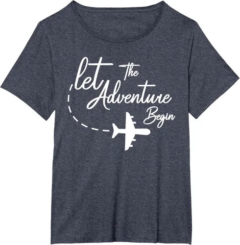 Vista 53 de Let The Adventure Begin - Camiseta inspiradora en modo de viaje en avión, Negro, S