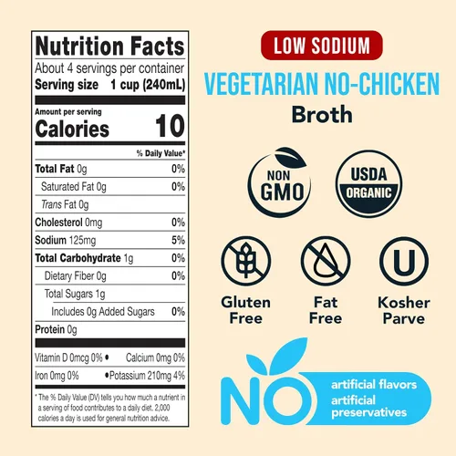 Vista 2 de Imagine Caldo de Vegetales Orgánico Bajo en Sodio Sin Pollo 32 oz