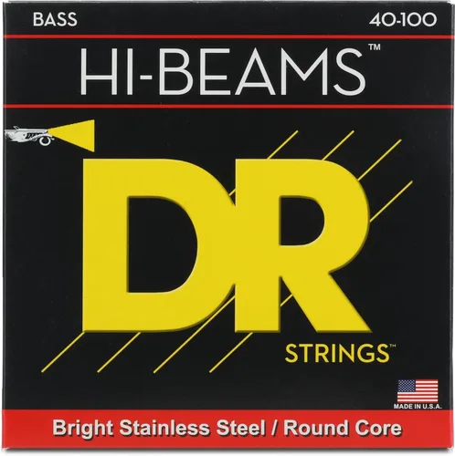 Vista 17 de DR Strings - Hi-Beams - Juego de cuerdas para bajo de 4 cuerdas - Mediano 45-105 - Núcleo redondo de acero inoxidable - Accesorios para bajo (MR-45)