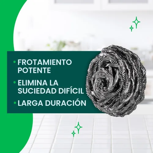 Vista 3 de Scotch-Brite Estropajos de Acero Inoxidable, Almohadillas de Limpieza para Suciedades Duras Incruadas, Estropajos de Metal para Limpiar Platos, 3
