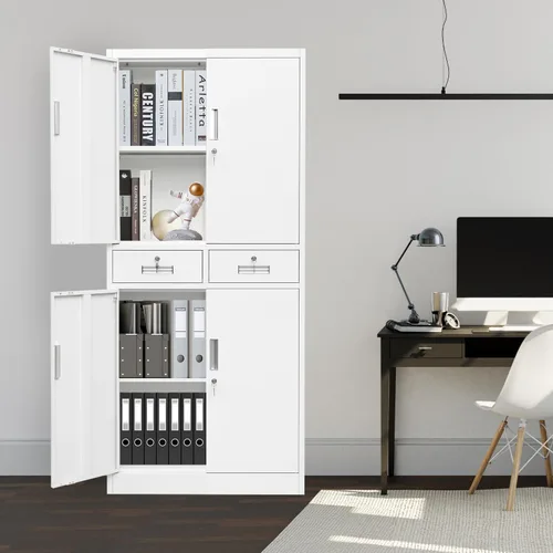 Vista 71 de BESFUR Armarios de almacenamiento de metal con estantes y puertas, armario de almacenamiento con cerradura de 36" de altura para oficina en casa