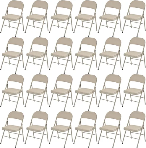 Vista 32 de Paquete de 4 sillas plegables negras, sillas plegables acolchadas con asiento y respaldo de piel sintética, sillas plegables de metal portátiles
