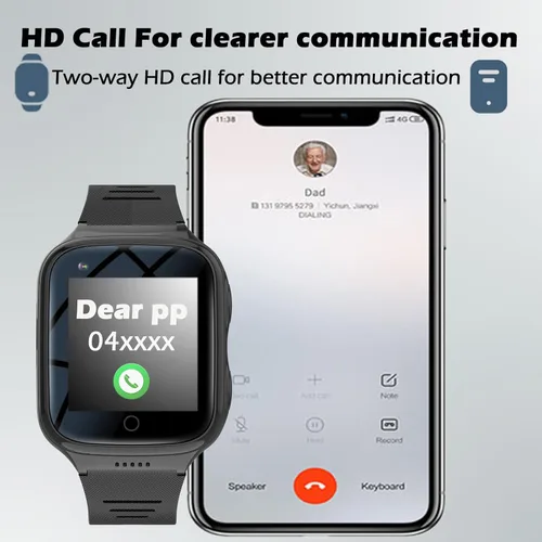 Vista 4 de Ancianos 4G GPS Smart Watch Impermeable Senior Seguimiento en tiempo real Teléfono Videollamada SOS Alarma de emergencia Mensaje de voz Geo-Fence