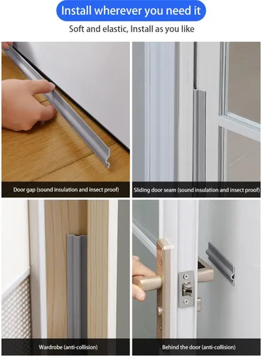 Vista 6 de Tira de sellado autoadhesiva para huecos de ventanas de 80 pulgadas, tira de sellado resistente al viento e insonorizante para puertas, cinta