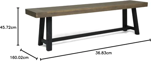 Vista 10 de Christopher Knight Home Toby Outdoor Banco de madera de acacia, acabado gris arenado y negro