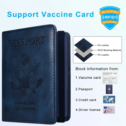Vista 3 de ACdream - Tarjetero combinado para colocar pasaporte y tarjeta de vacunación funda protectora con ranura para tarjeta de vacunación del CDC
