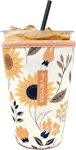 Vista 44 de Fundas de neopreno reutilizables aisladas para café helado, fundas para tazas de café helado, fundas para bebidas heladas y calientes