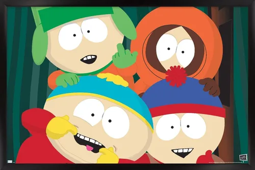 Vista 8 de Trends International South Park - Póster de pared de primer plano, 14.72 x 22.37 pulgadas, versión enmarcada de madera de granero Versión enmarcada