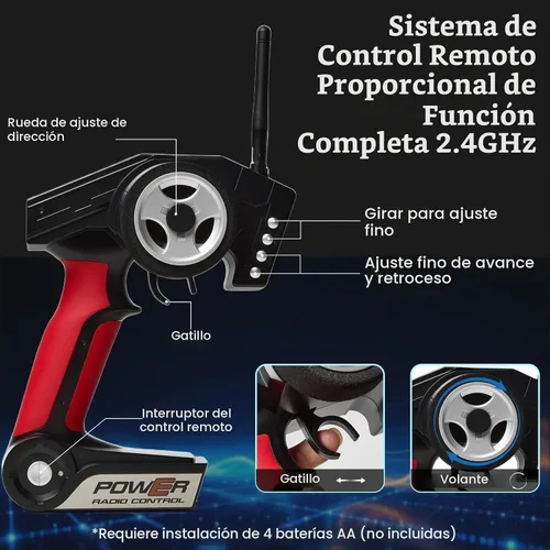 Vista 4 de SIMREX Coche RC 1:18 Escala 4WD, 40+ MPH Camión todoterreno de alta Azul