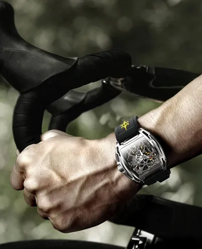 Vista 5 de CIGA Design Z Series - Reloj mecánico automático versión portaaviones, puntero de forma de avión, caja de titanio, esqueleto Tonneau, reloj