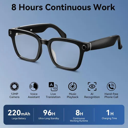 Vista 8 de Gafas inteligentes con cámara, gafas de grabación de video 1080P