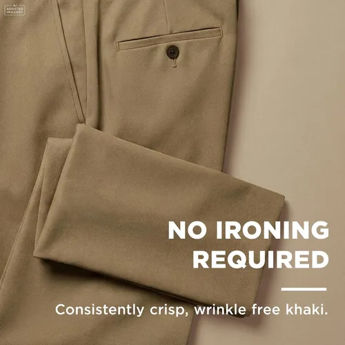 Vista 2 de Haggar Cool 18 Pro - Pantalón de corte clásico para hombre, tallas regulares y grandes y altas Caqui (British Khaki)