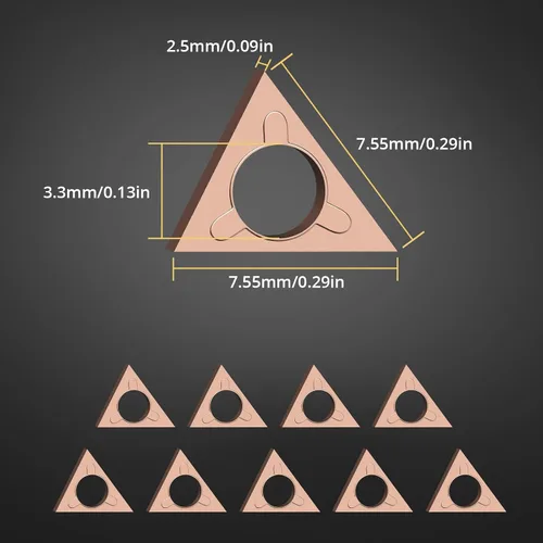 Vista 2 de AMTOVL 10 cabezales de corte triangular, ángulo C para máquina de biselado neumática, insertos de torneado de carburo para mini chaflán de aire
