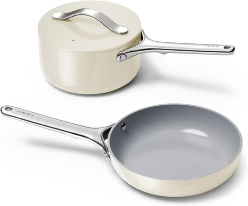 Vista 14 de Juego Mini de Utensilios de Cocina Caraway - Sartén Antiadherente de Cerámica (1.05 qt, 8") Cacerola (1.75 qt) y Estante de Almacenamiento - No