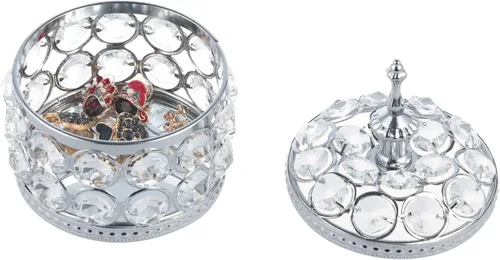 Vista 7 de Feyarl Joyero de cristal, organizador de joyas, caja de anillos, caja del tesoro, superficie de espejo de recuerdo con tapa para San Valentín, boda