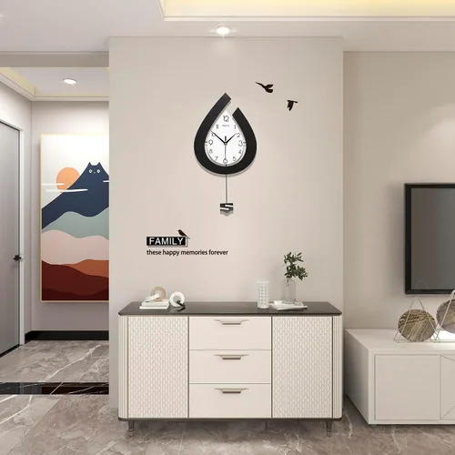 Vista 5 de Reloj de pared grande para decoración de sala de estar, péndulo decorativo grande, reloj de pared moderno, silencioso, sin tictac, funciona