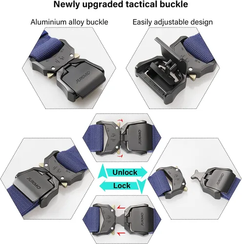 Vista 2 de Cinturón táctico JUKMO, cinturón de nailon para pistola militar de 1.5 pulgadas con hebilla de liberación rápida resistente