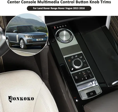 Vista 4 de Aleación modificada consola central botón de control multimedia perilla embellecedores cubierta pegatinas para Land Rover Range Rover Vogue 2015