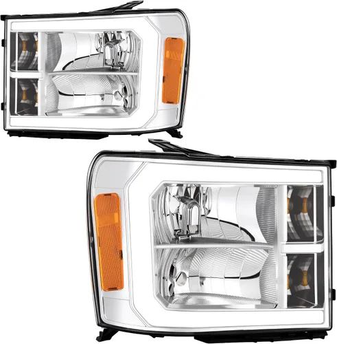 Vista 32 de DWVO Faros delanteros compatibles con Chevy Silverado 1500 1500 HD/2003-2004 Silverado 2500/2003-2006 Silverado 2500HD 3500/2003-2006 Avalanche 1500