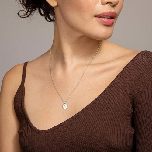 Vista 2 de PAVOI - Collar con letra inicial para mujer y niñas, chapado en oro rosa de 14 quilates