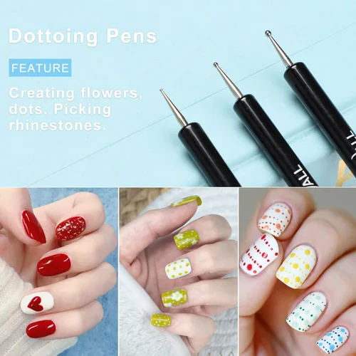 Vista 3 de TEOYALL Pinceles para arte de uñas - Gel constructor, herramientas de punteado, delineador fino